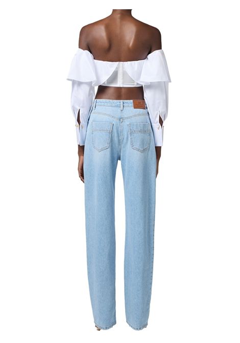 Top Elisabetta franchi donna TO02152E2 100 bianco manica lunga gemelli ELISABETTA FRANCHI | Top | TO02152E2100